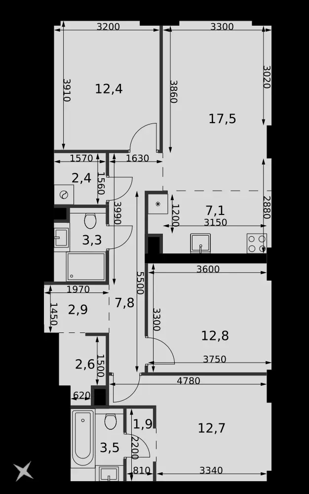 4-комнатная, 86,9 м² — 49 514 751 ₽