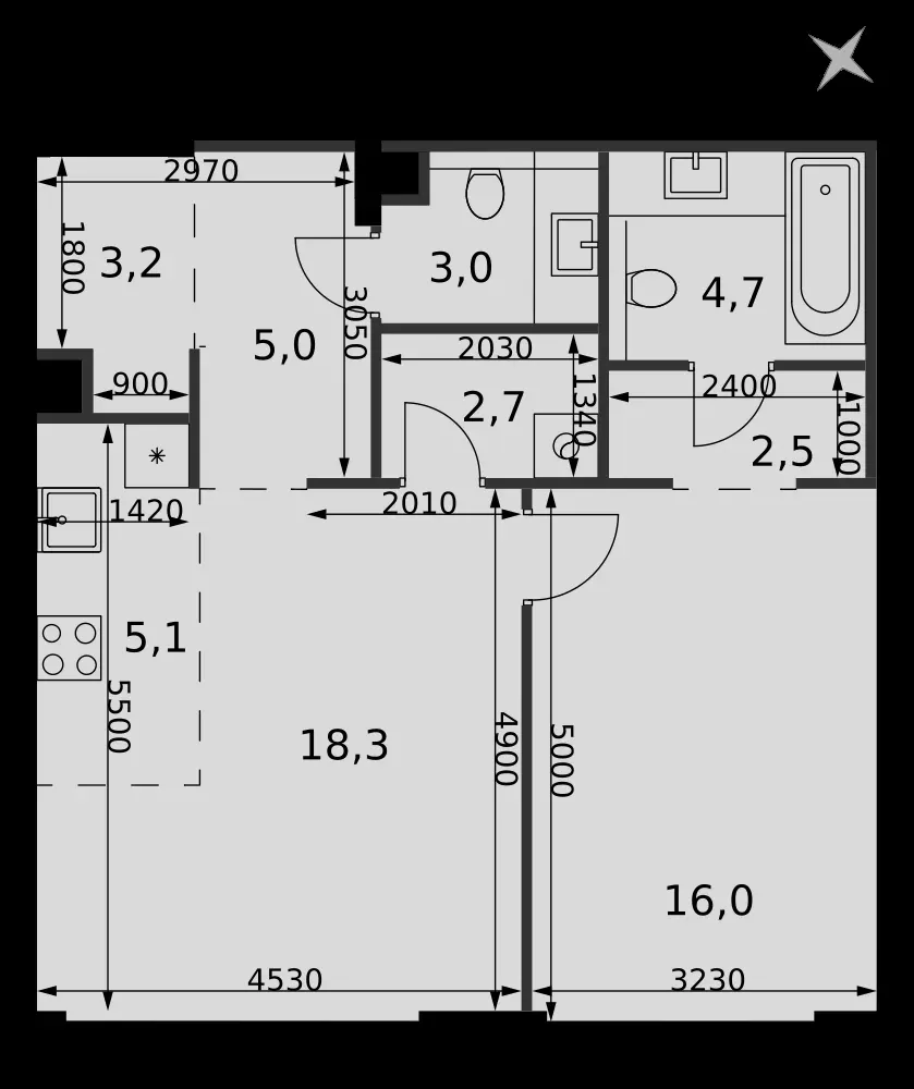 2-комнатная, 60,5 м² — 33 789 976 ₽