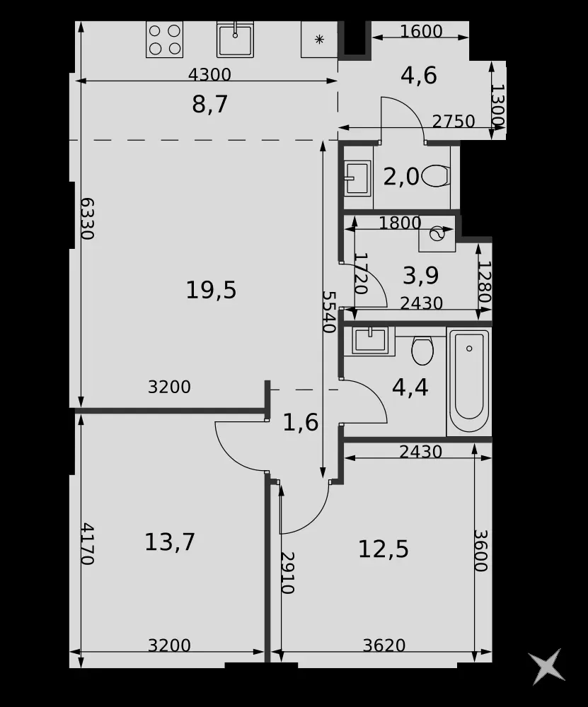 3-комнатная, 70,9 м² — 41 679 274 ₽