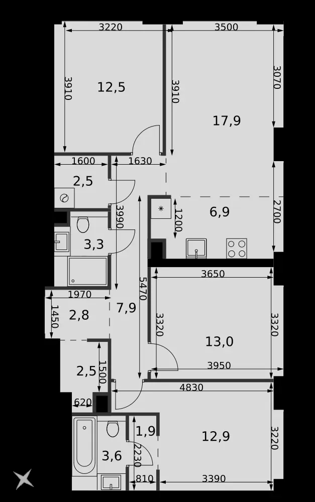 4-комнатная, 87,7 м² — 51 538 221 ₽