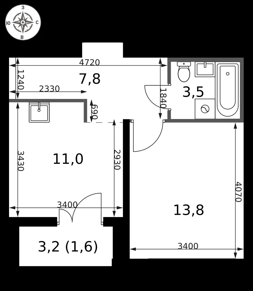 1-комнатная, 37,7 м² — 17 323 527 ₽