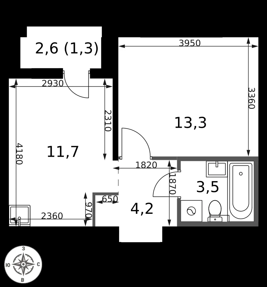 1-комнатная, 34 м² — 17 068 340 ₽