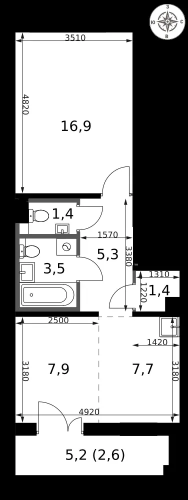 2-комнатная, 46,7 м² — 18 431 556 ₽