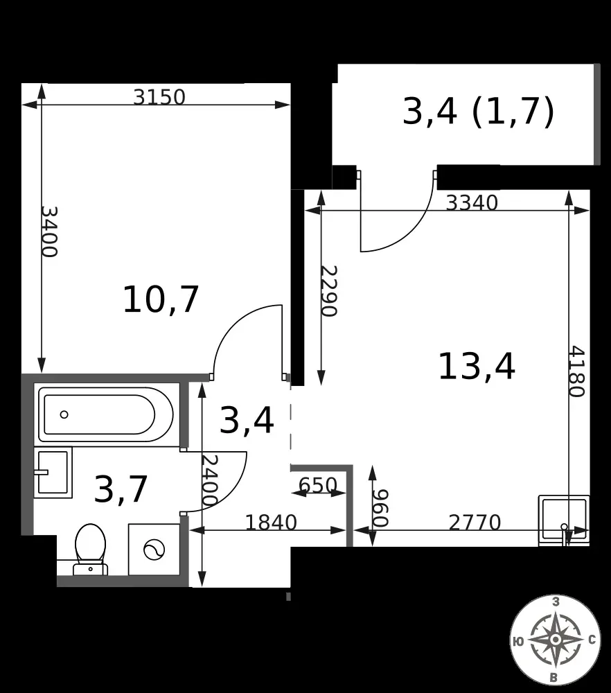 1-комнатная, 32,9 м² — 16 169 363 ₽