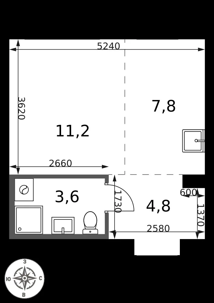 Студия, 27,4 м² — 14 319 569 ₽