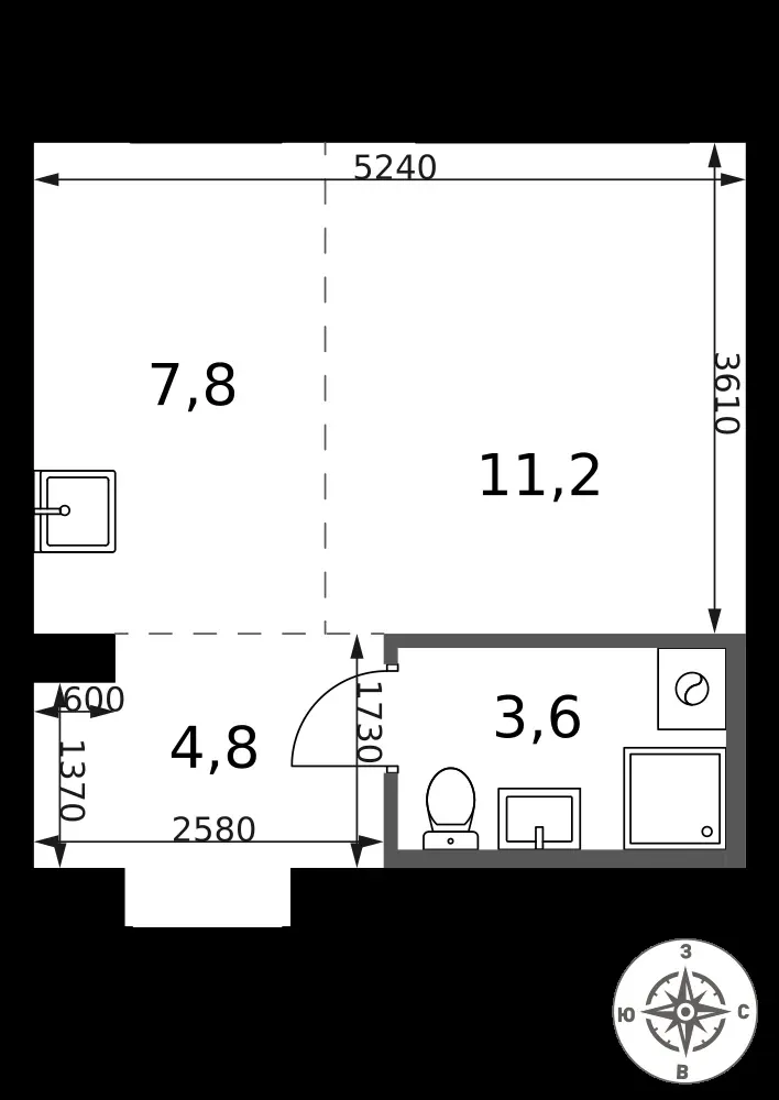 Студия, 27,4 м² — 14 363 957 ₽