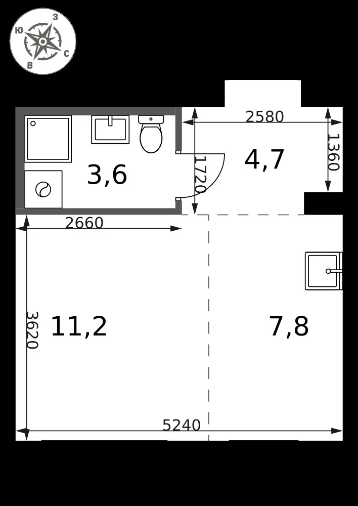 Студия, 27,3 м² — 14 705 145 ₽