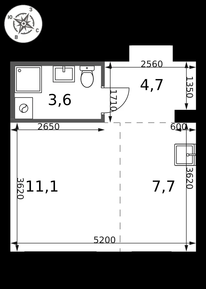 Студия, 27,1 м² — 14 514 001 ₽