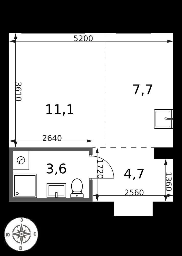 Студия, 27,1 м² — 15 231 799 ₽