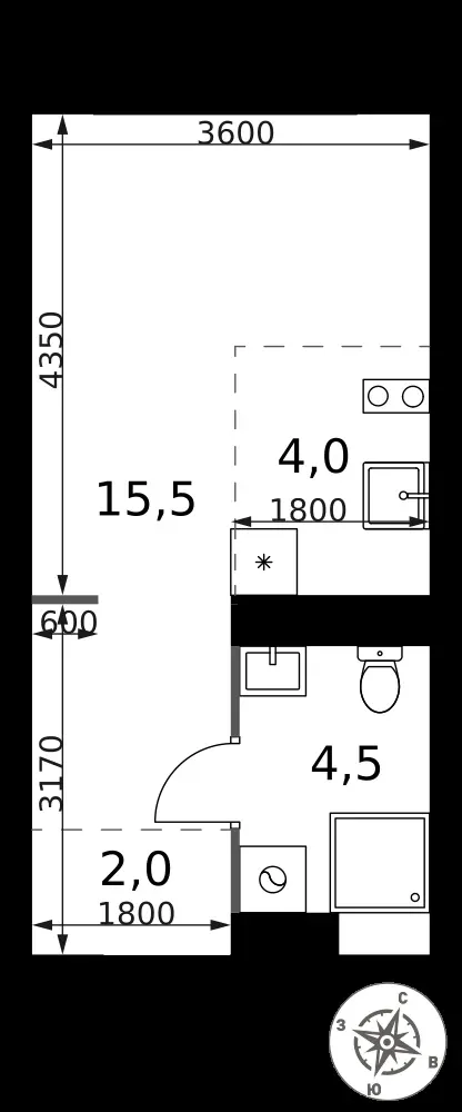 Студия, 26 м² — 11 932 726 ₽