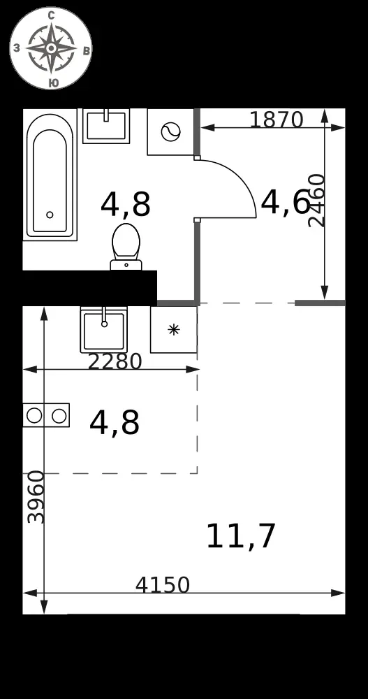 Студия, 25,9 м² — 13 653 133 ₽