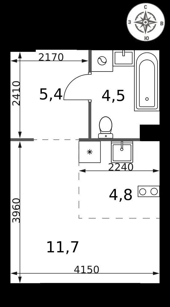Студия, 26,4 м² — 13 606 639 ₽