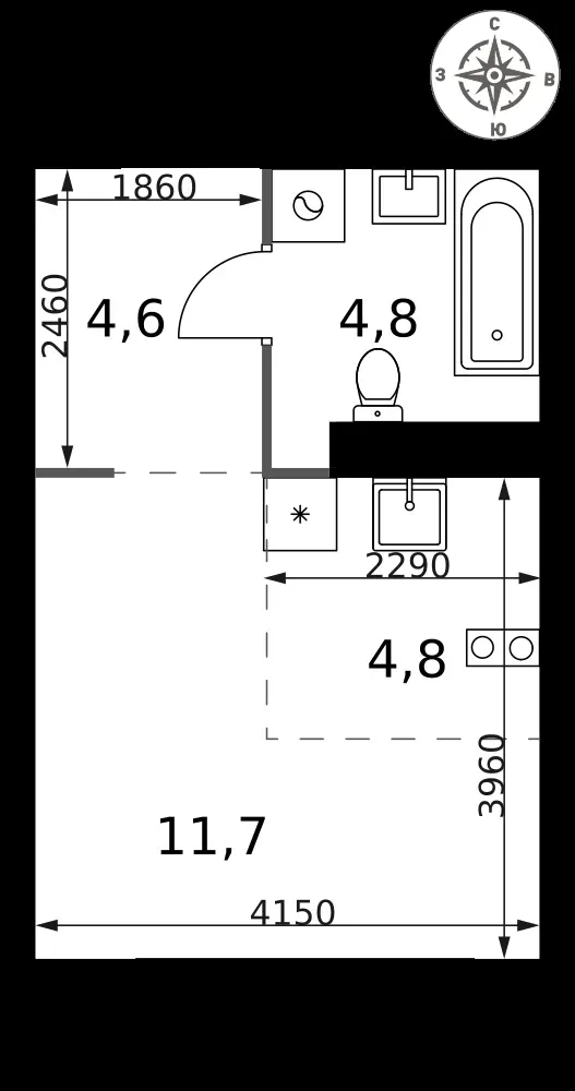 Студия, 25,9 м² — 13 653 133 ₽