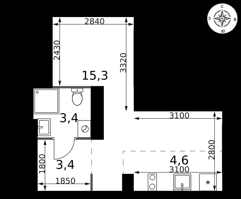Студия, 26,7 м² — 14 208 939 ₽