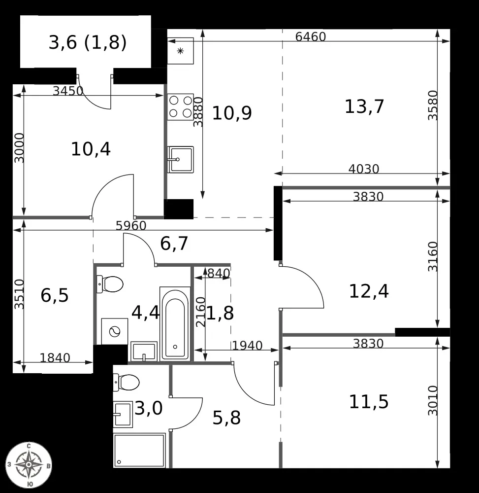 4-комнатная, 88,9 м² — 24 900 712 ₽