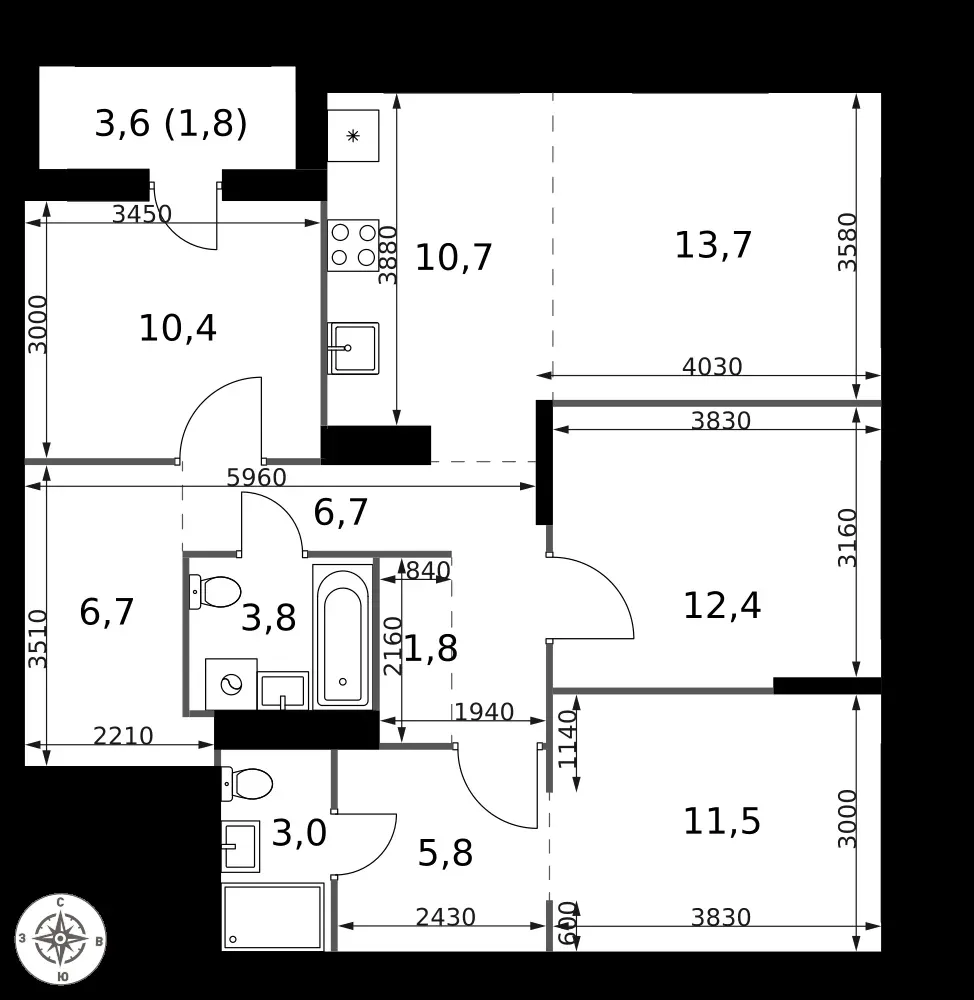4-комнатная, 88,3 м² — 25 769 737 ₽