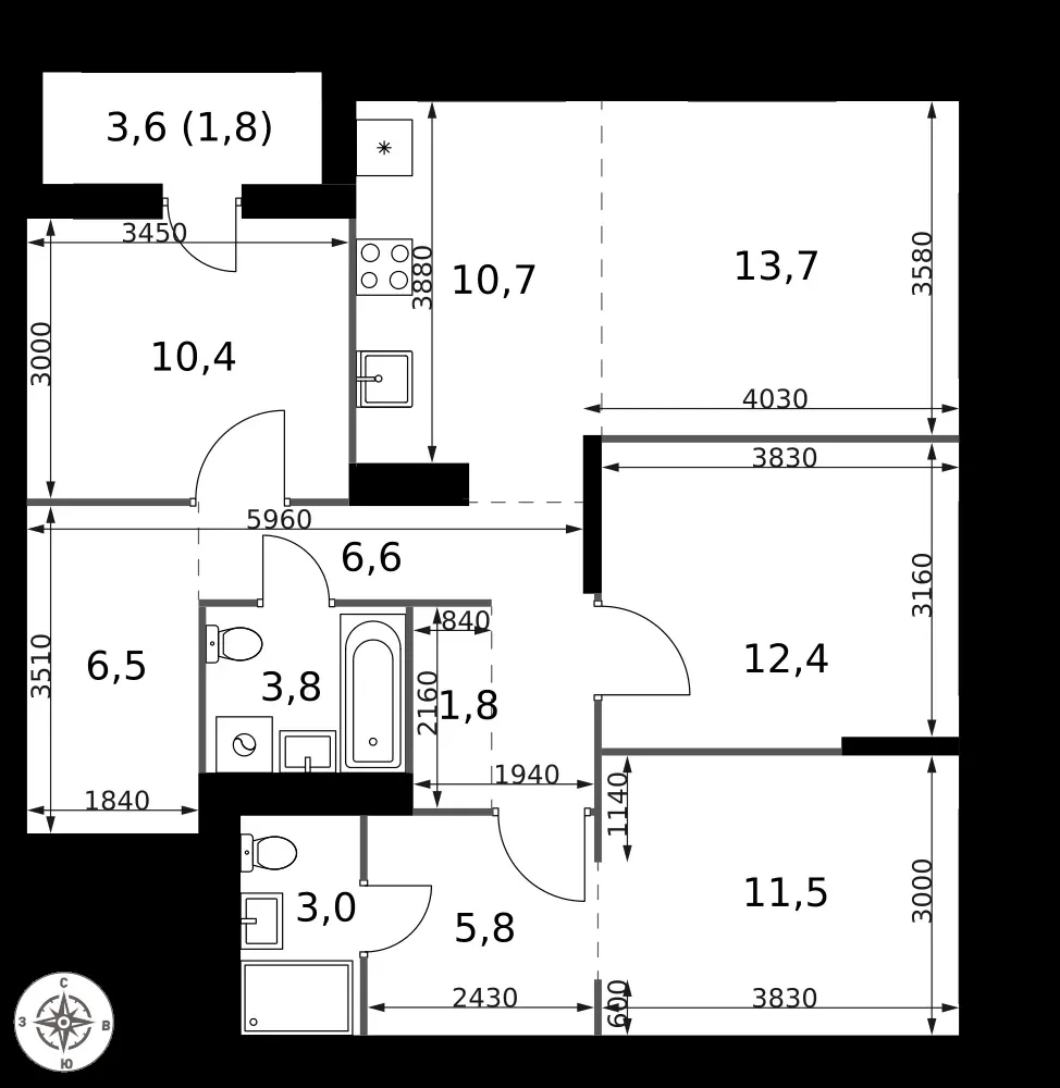 4-комнатная, 88 м² — 24 791 184 ₽
