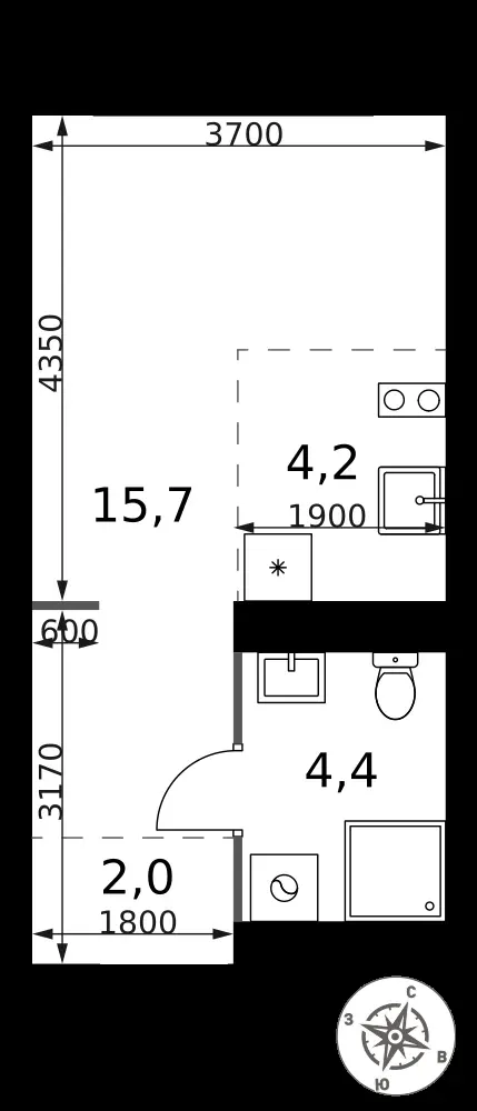 Студия, 26,3 м² — 13 910 859 ₽