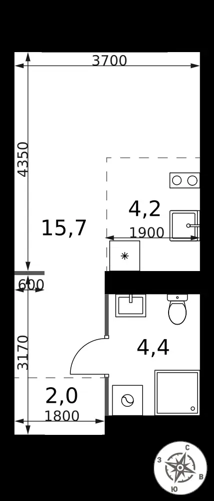 Студия, 26,3 м² — 12 070 411 ₽