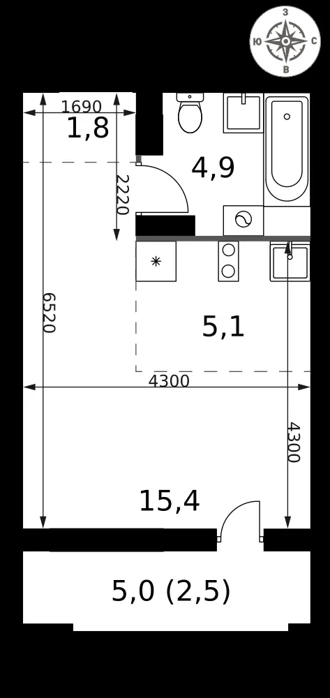 Студия, 29,7 м² — 13 321 994 ₽