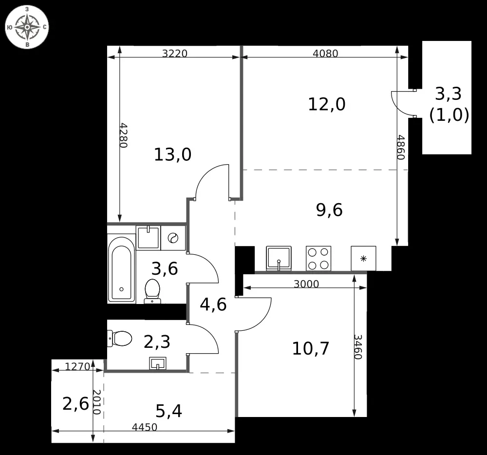 3-комнатная, 64,8 м² — 23 214 470 ₽