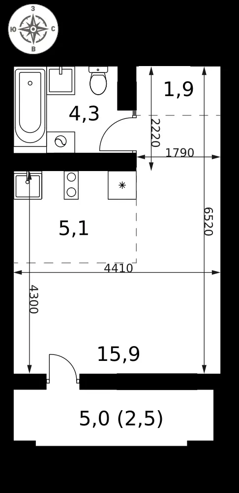 Студия, 29,7 м² — 13 468 712 ₽