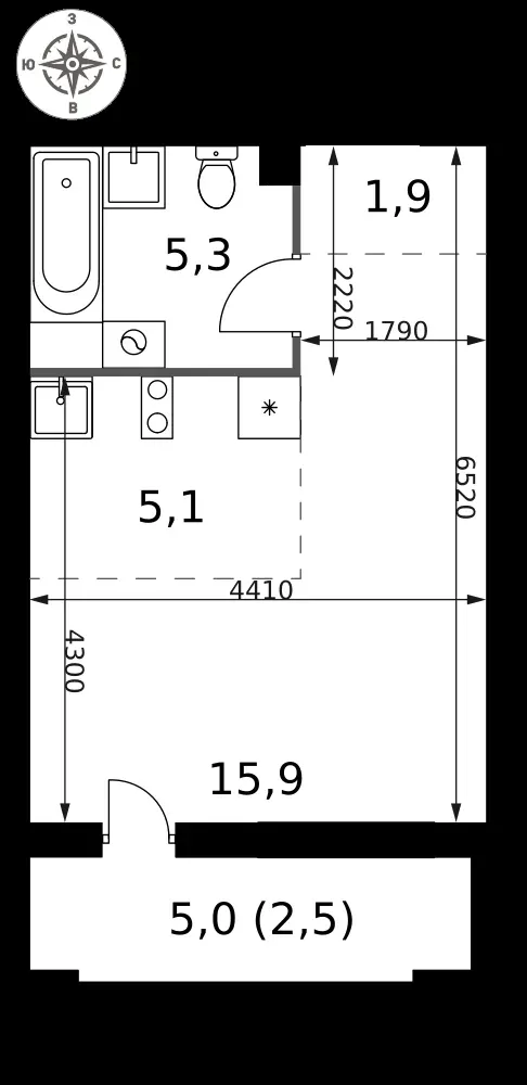 Студия, 30,7 м² — 12 134 390 ₽
