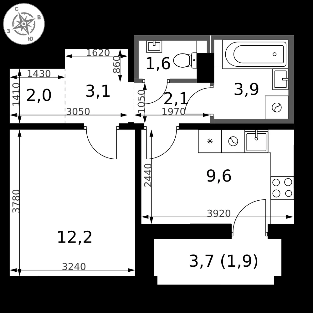 1-комнатная, 36,4 м² — 8 510 720 ₽