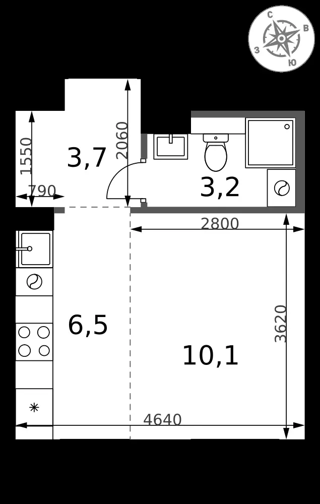 Студия, 23,5 м² — 6 737 344 ₽