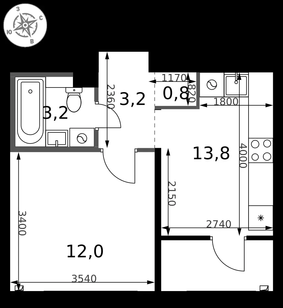 1-комнатная, 33 м² — 8 460 144 ₽