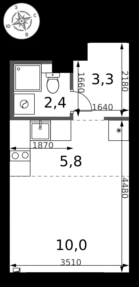 Студия, 21,5 м² — 7 208 733 ₽
