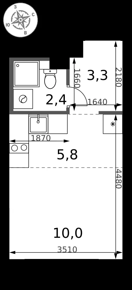 Студия, 21,5 м² — 7 227 868 ₽
