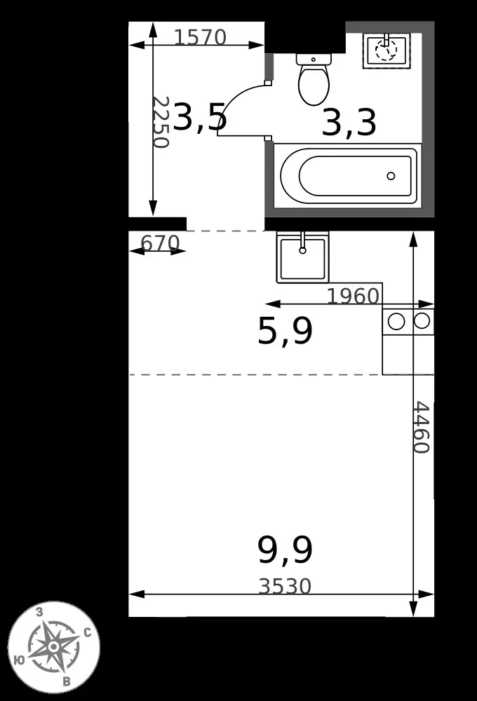 Студия, 22,6 м² — 7 637 508 ₽