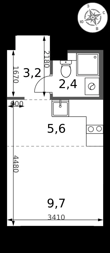 Студия, 20,9 м² — 7 180 693 ₽
