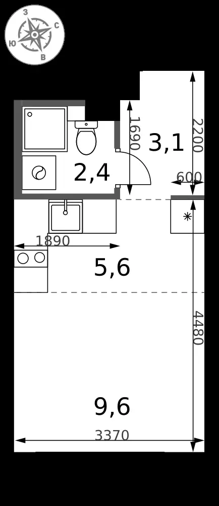 Студия, 20,7 м² — 7 179 443 ₽