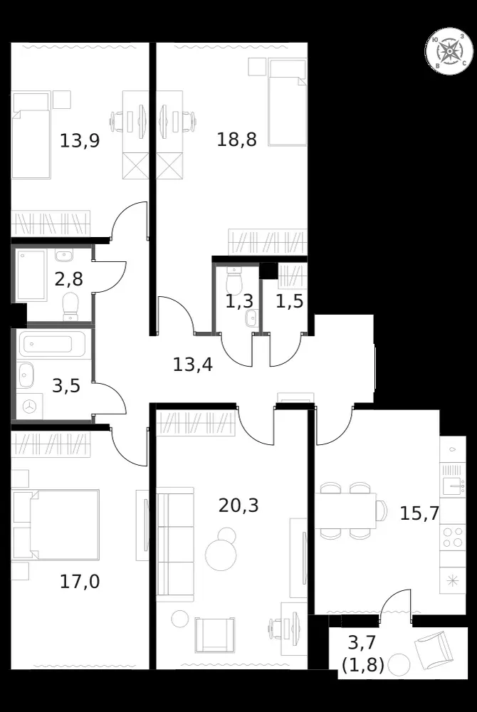 4-комнатная, 110,1 м² — 24 752 021 ₽