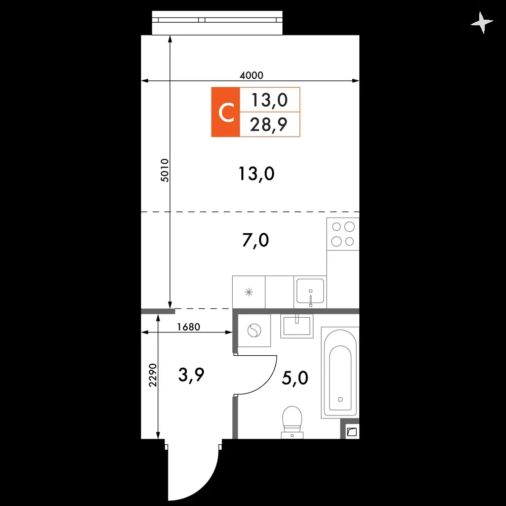 Студия, 28,9 м² — 10 424 925 ₽