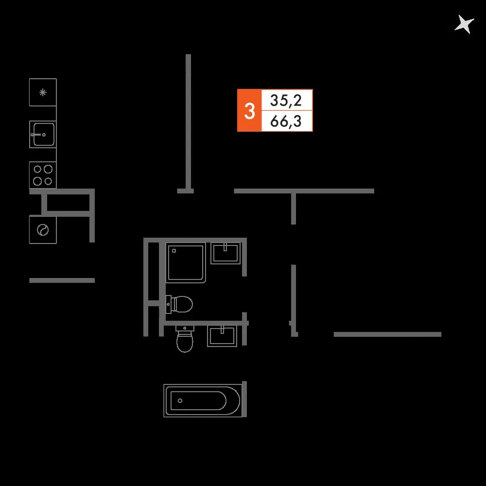 3-комнатная, 66,4 м² — 11 305 517 ₽