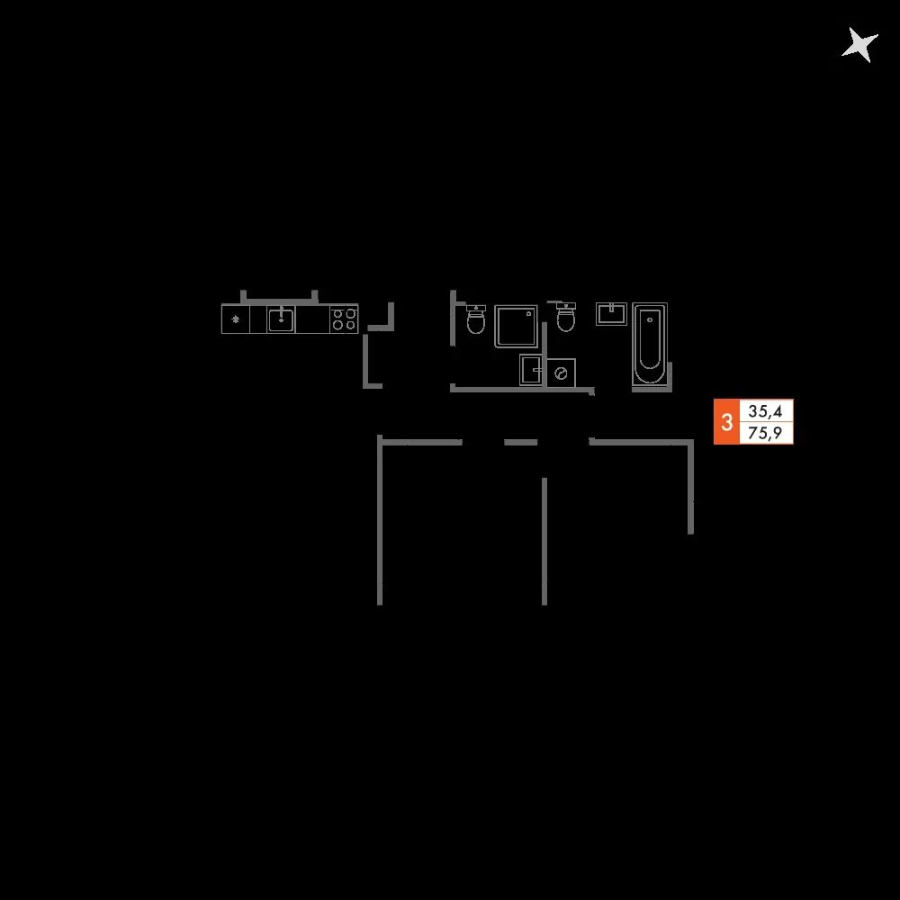3-комнатная, 76,4 м² — 13 180 055 ₽