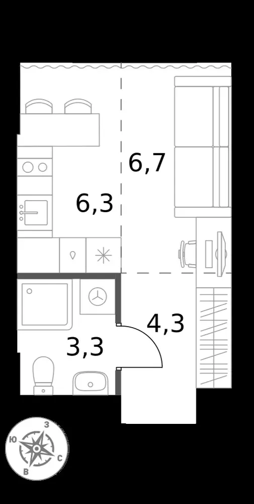 Студия, 20,6 м² — 13 446 547 ₽