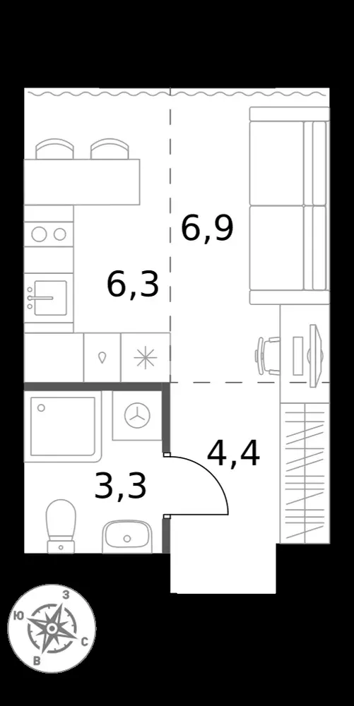 Студия, 20,9 м² — 13 642 371 ₽