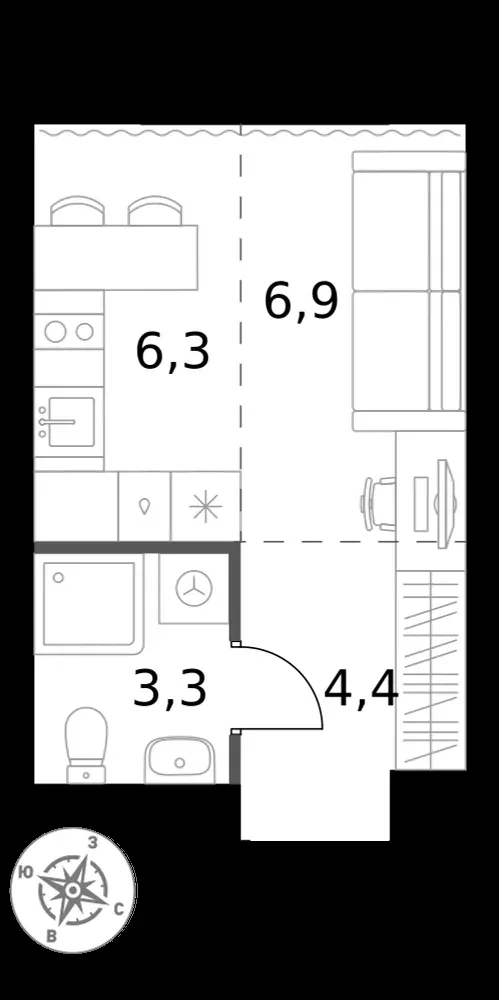 Студия, 20,9 м² — 13 791 283 ₽