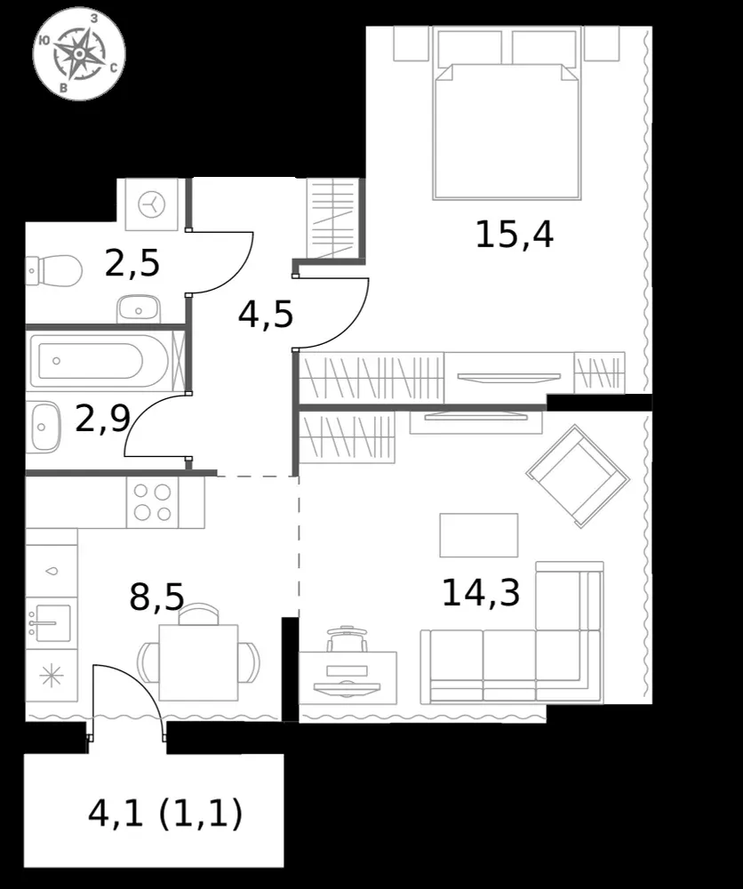 2-комнатная, 49,2 м² — 19 204 138 ₽