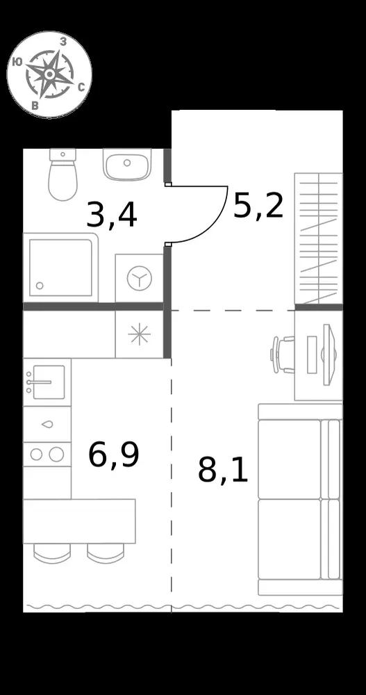 Студия, 23,6 м² — 14 842 040 ₽