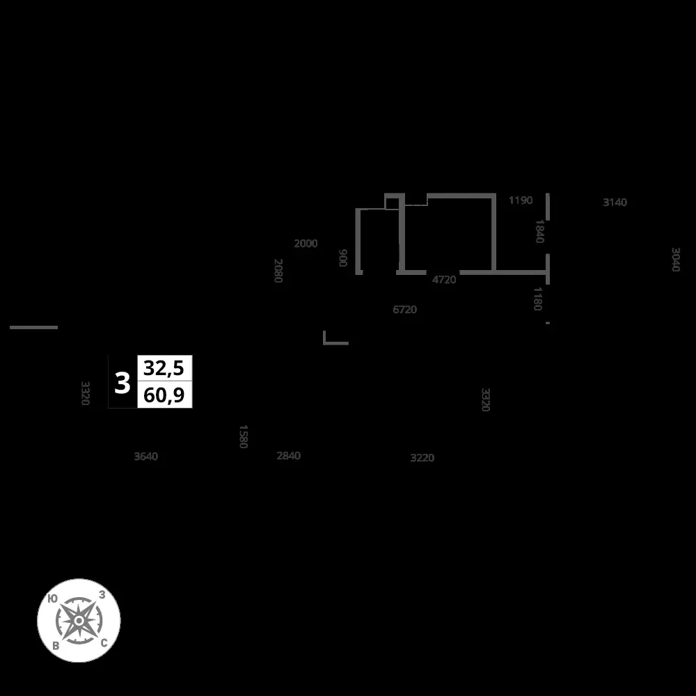3-комнатная, 60,9 м² — 18 562 320 ₽
