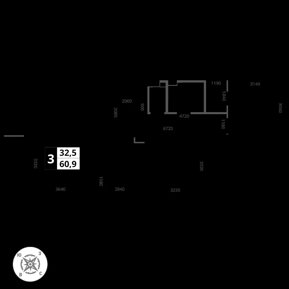 3-комнатная, 60,9 м² — 18 745 020 ₽