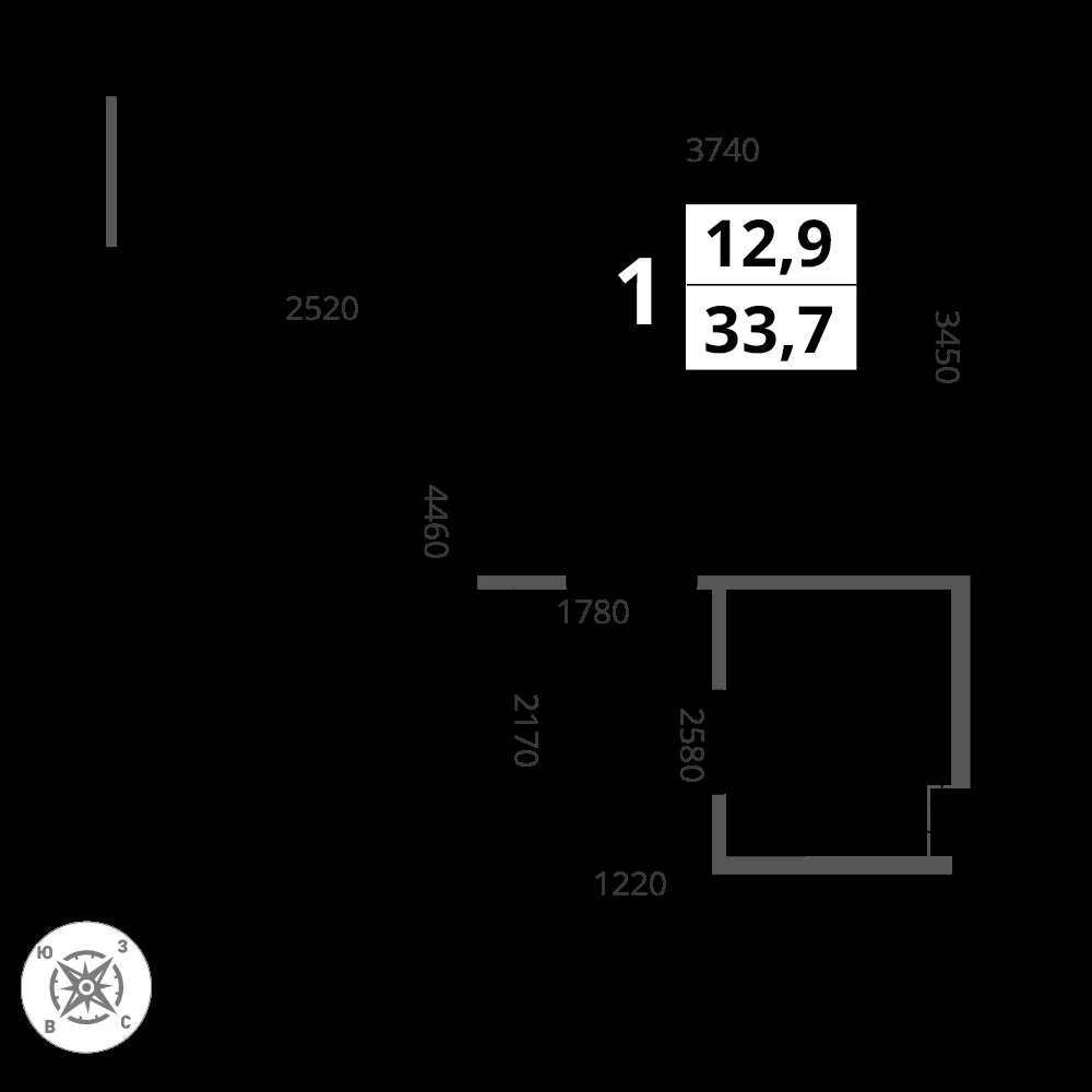 1-комнатная, 33,7 м² — 11 022 630 ₽