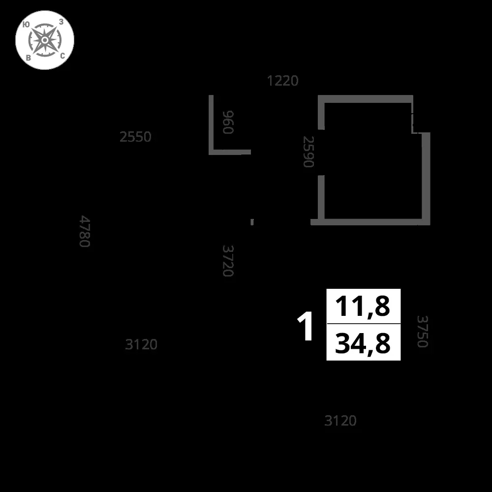 1-комнатная, 34,8 м² — 12 267 418 ₽
