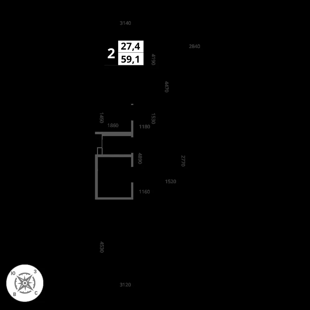 2-комнатная, 59,1 м² — 16 642 796 ₽