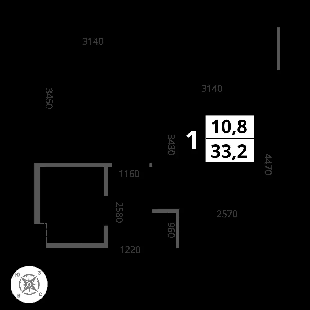 1-комнатная, 33,2 м² — 10 982 593 ₽
